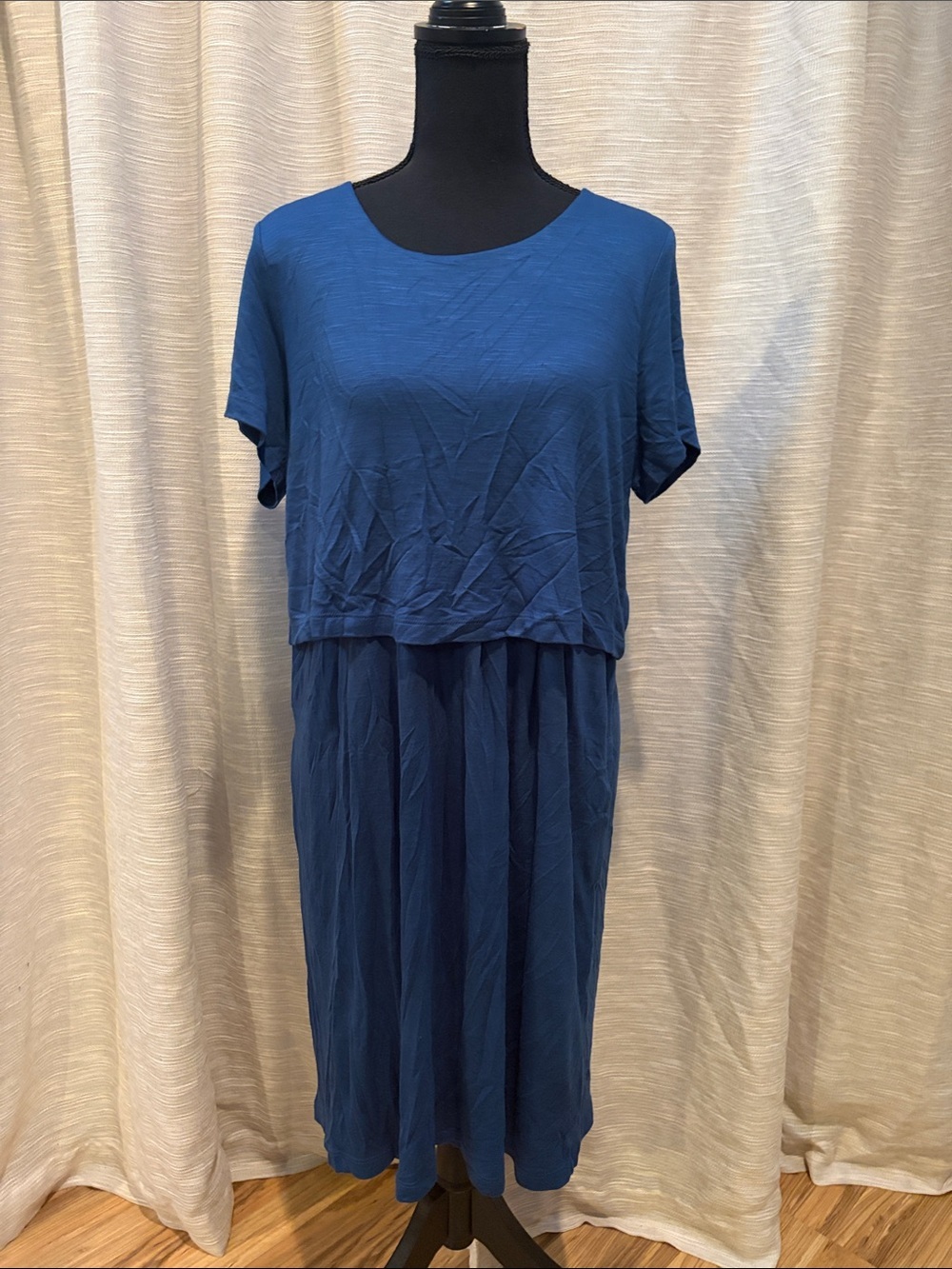 J. Jill Women's Layered Short-Sleeve Midi Dress in Blue